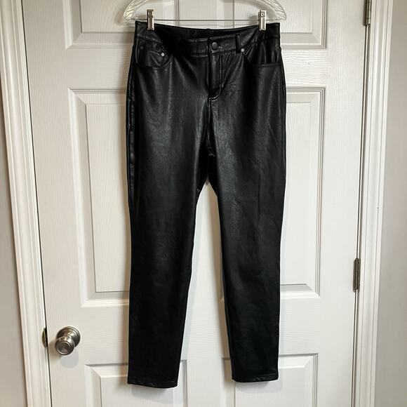 Commando Faux Leather 5 Pocket Black High Rise Straight Leg Trouser Pants Size M - Picture 1 of 9